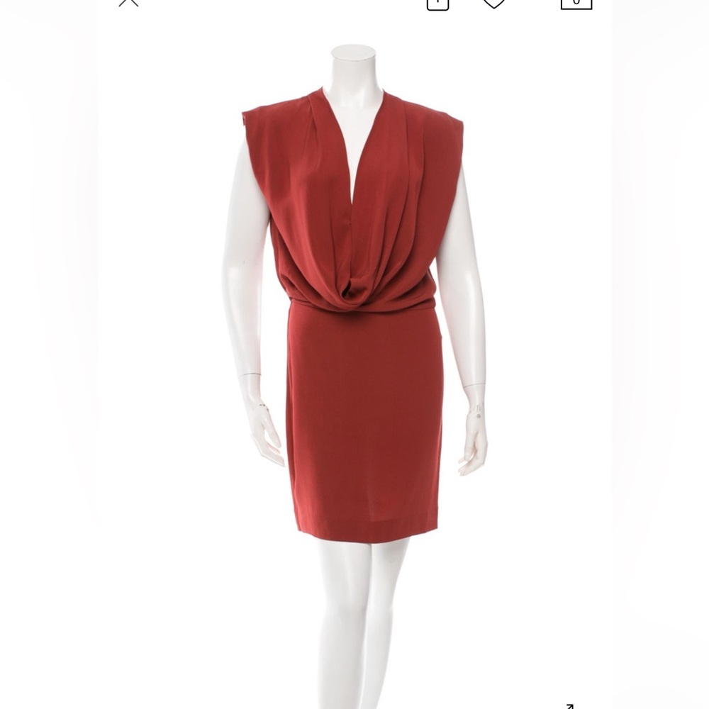 Diane Von Furstenberg Red Reara 100% Silk Flattering Drape Front Dress Sz 6 Red - Picture 2 of 9